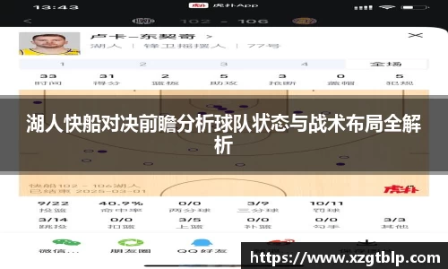 湖人快船对决前瞻分析球队状态与战术布局全解析